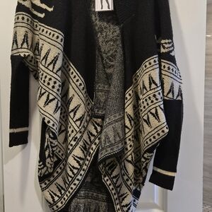 Chic Black and Cream Women's Poncho